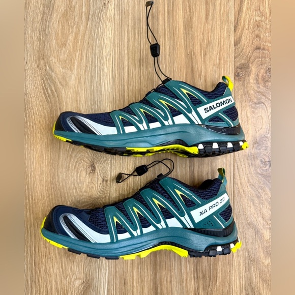 Salomon Xa Pro 3D V9 Goretex Navy Blazer Hydro Evening Primrose Size 8.5 LNC - Picture 6 of 10